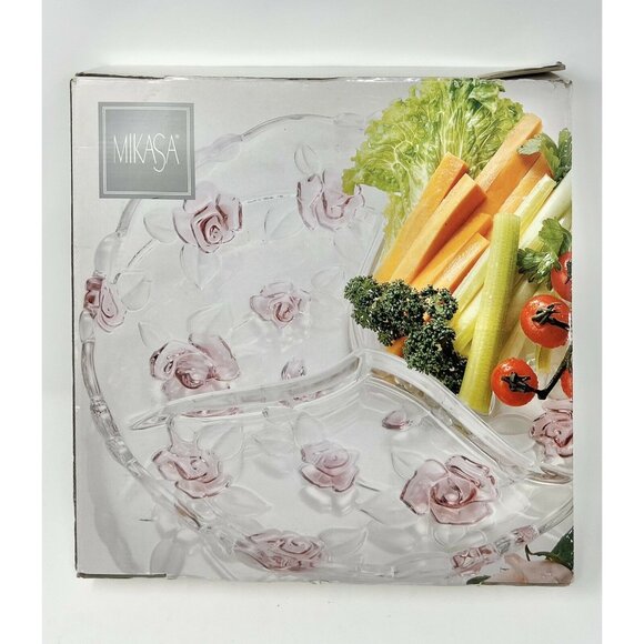Mikasa Bella Rosa Round Divided Dish Pink Frost Roses Formal 13.25" SA 911/345 - Picture 4 of 4